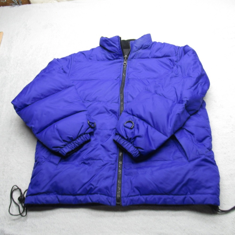 Sonoma Down Jacket Men Medium Blue Black Reversible Full Zip Bomber Puffer VTG